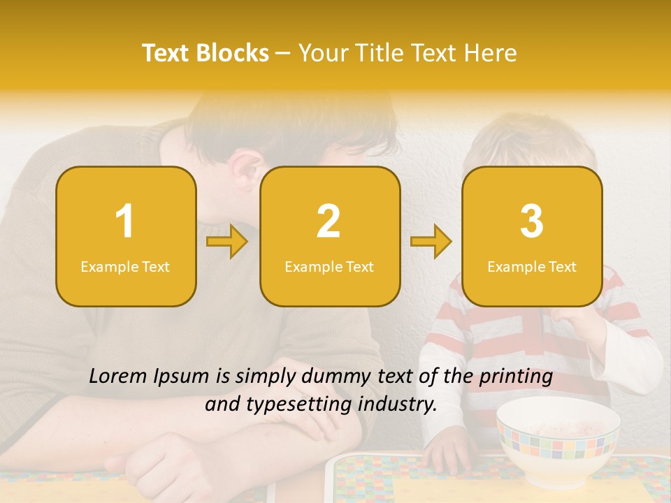 A Man And A Young Boy Sitting At A Table With A Bowl Of Food PowerPoint Template