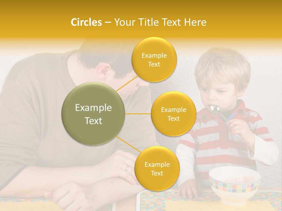 A Man And A Young Boy Sitting At A Table With A Bowl Of Food PowerPoint Template