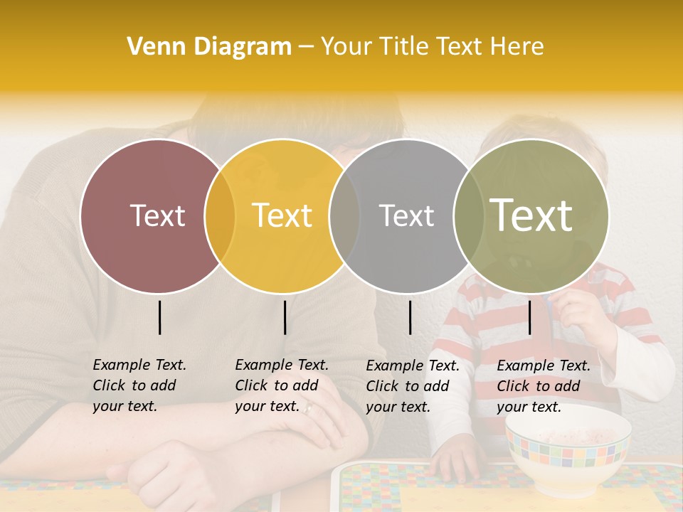 A Man And A Young Boy Sitting At A Table With A Bowl Of Food PowerPoint Template