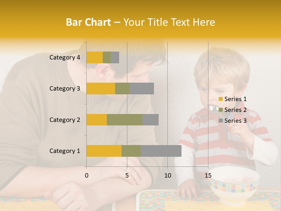 A Man And A Young Boy Sitting At A Table With A Bowl Of Food PowerPoint Template