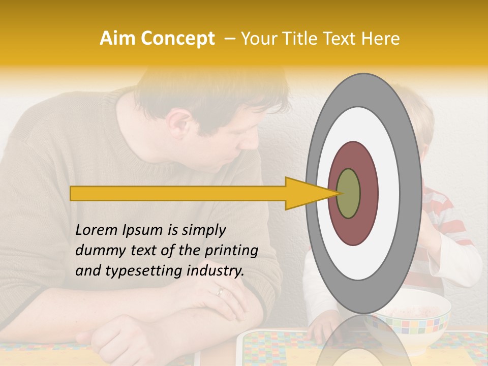 A Man And A Young Boy Sitting At A Table With A Bowl Of Food PowerPoint Template