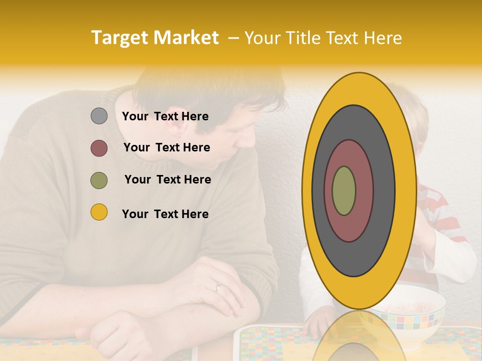 A Man And A Young Boy Sitting At A Table With A Bowl Of Food PowerPoint Template