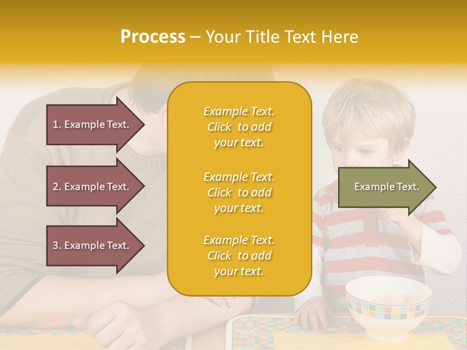 A Man And A Young Boy Sitting At A Table With A Bowl Of Food PowerPoint Template