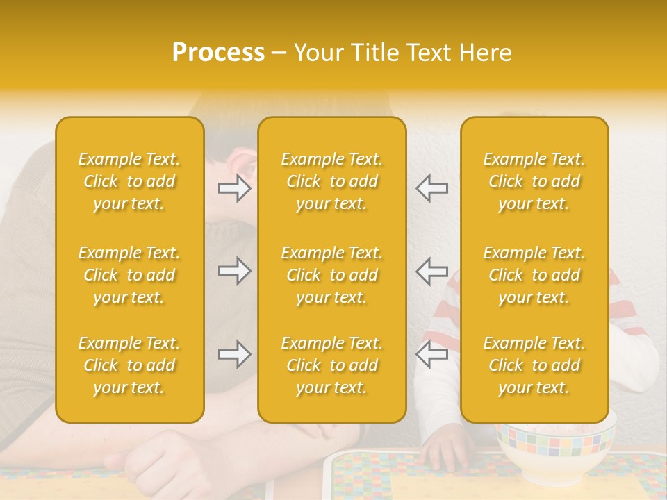 A Man And A Young Boy Sitting At A Table With A Bowl Of Food PowerPoint Template