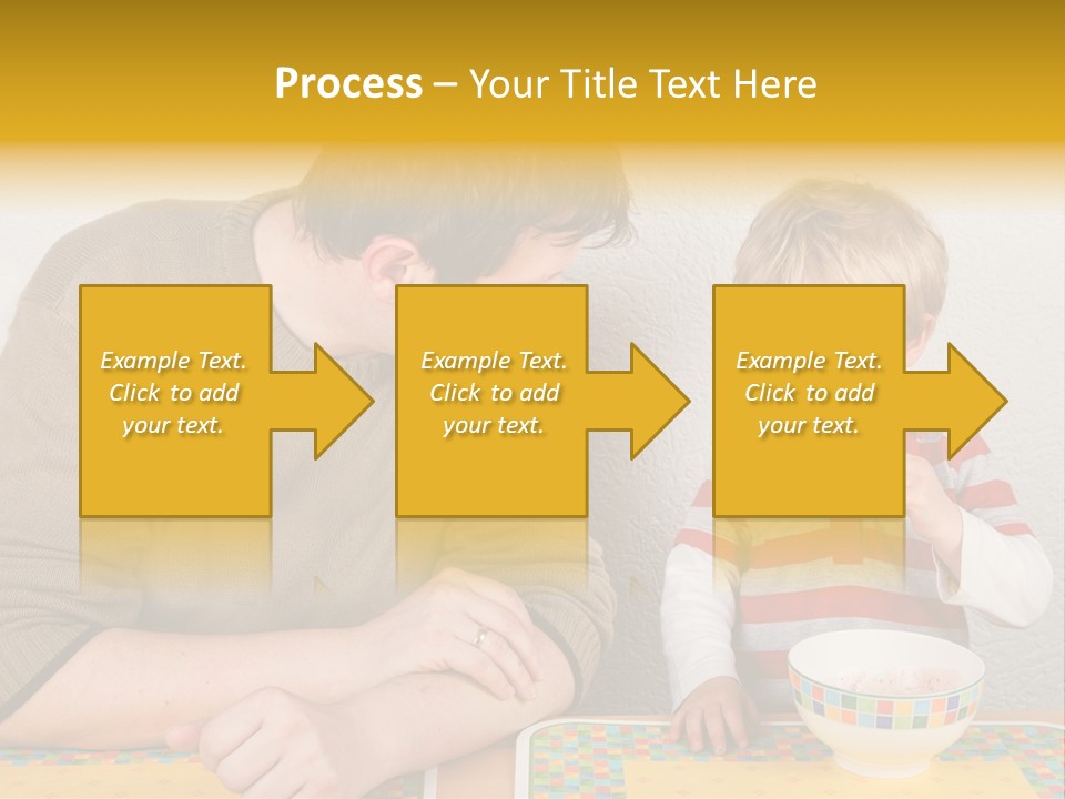 A Man And A Young Boy Sitting At A Table With A Bowl Of Food PowerPoint Template