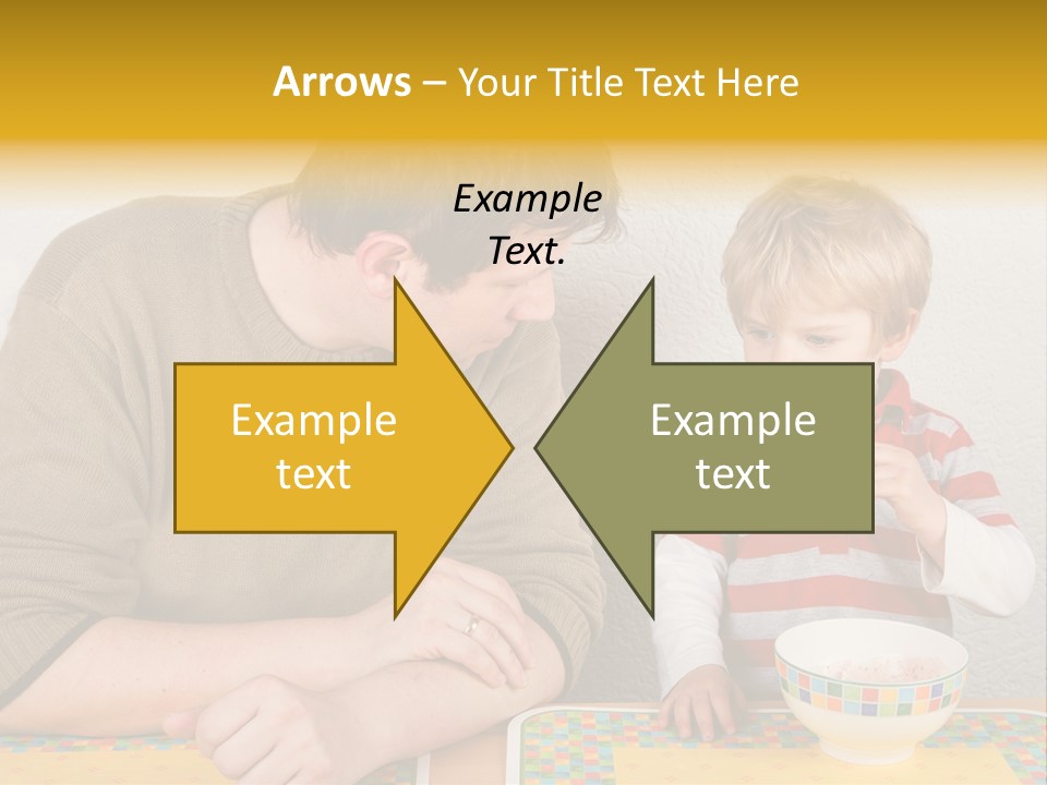 A Man And A Young Boy Sitting At A Table With A Bowl Of Food PowerPoint Template