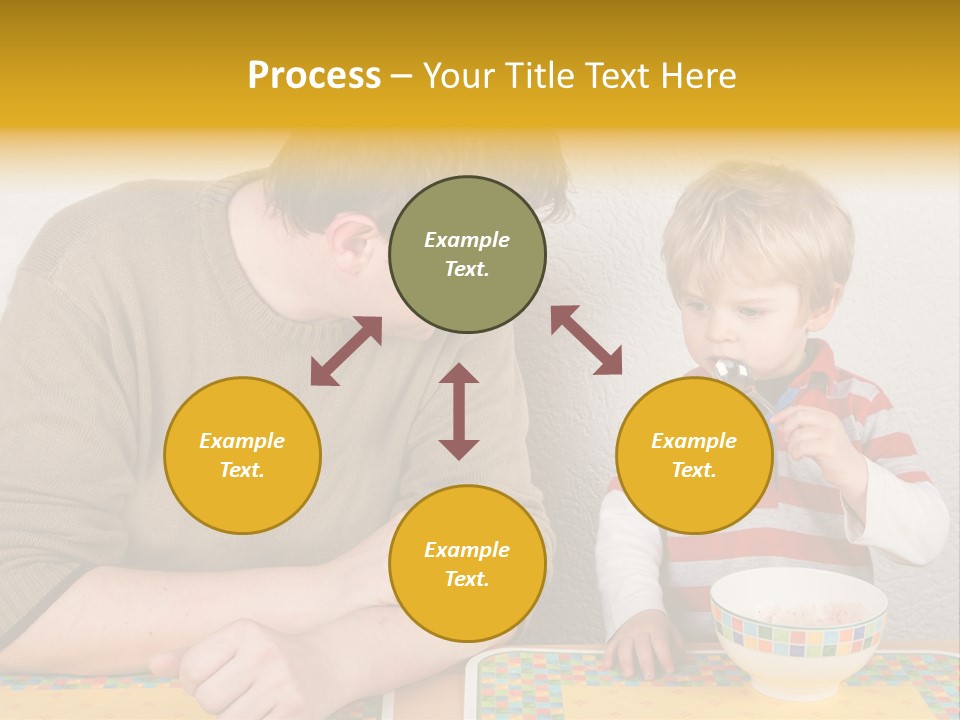 A Man And A Young Boy Sitting At A Table With A Bowl Of Food PowerPoint Template