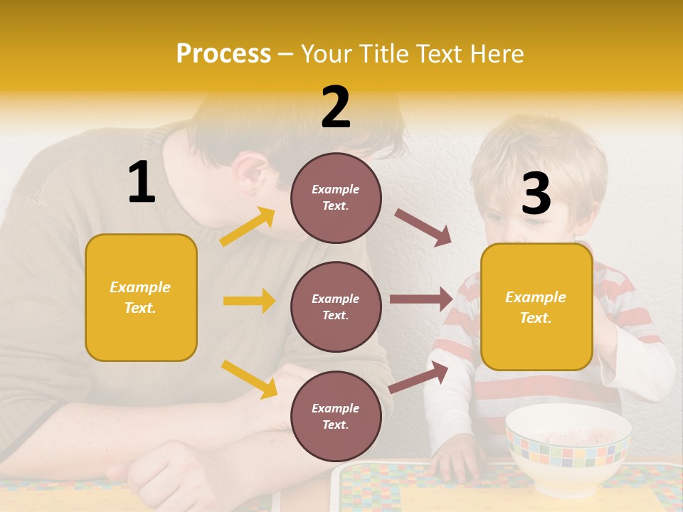 A Man And A Young Boy Sitting At A Table With A Bowl Of Food PowerPoint Template