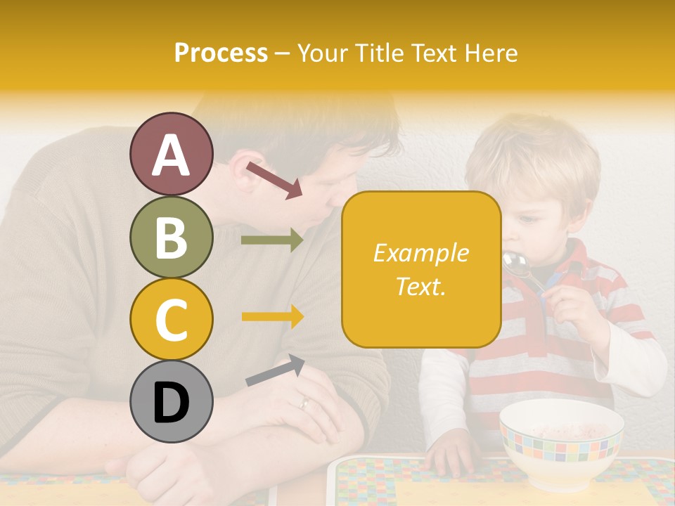 A Man And A Young Boy Sitting At A Table With A Bowl Of Food PowerPoint Template