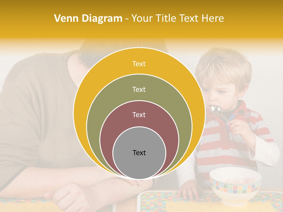 A Man And A Young Boy Sitting At A Table With A Bowl Of Food PowerPoint Template