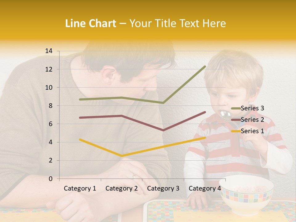 A Man And A Young Boy Sitting At A Table With A Bowl Of Food PowerPoint Template
