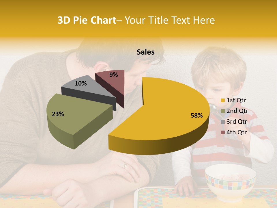 A Man And A Young Boy Sitting At A Table With A Bowl Of Food PowerPoint Template