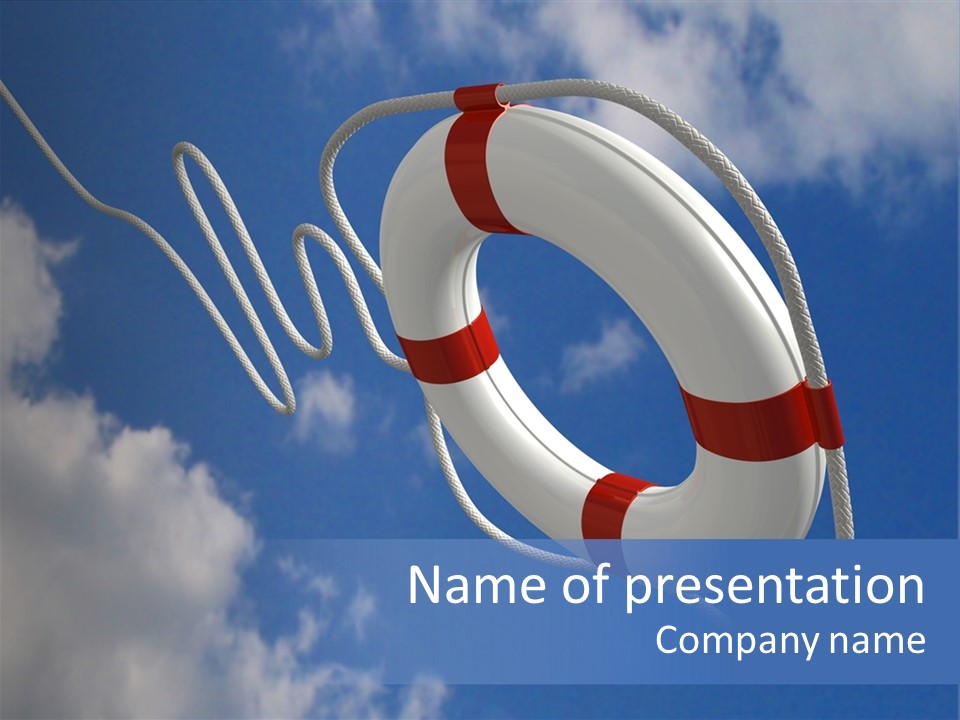 A Life Preserver Floating In The Air On A Cloudy Day PowerPoint Template