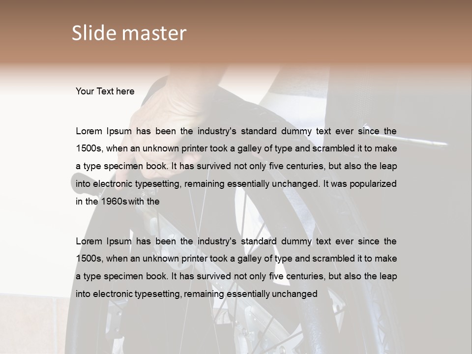 A Man In A Wheelchair Holding The Wheel Of A Wheel Chair PowerPoint Template