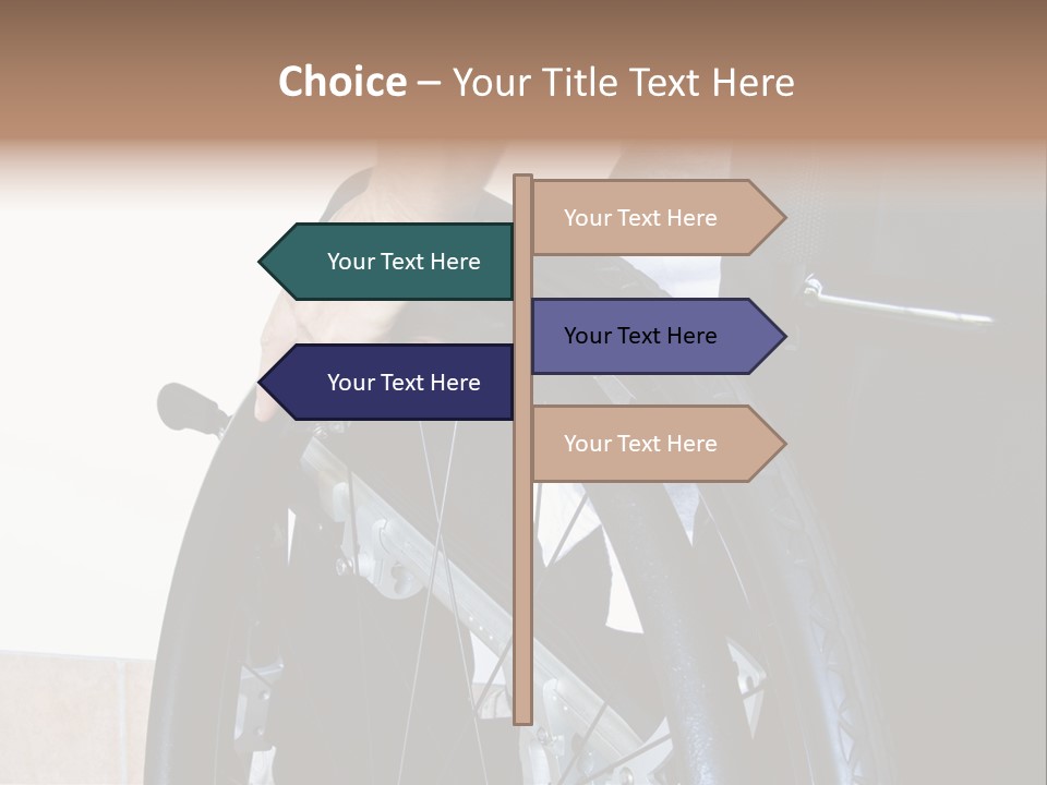 A Man In A Wheelchair Holding The Wheel Of A Wheel Chair PowerPoint Template
