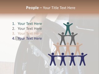 A Man In A Wheelchair Holding The Wheel Of A Wheel Chair PowerPoint Template