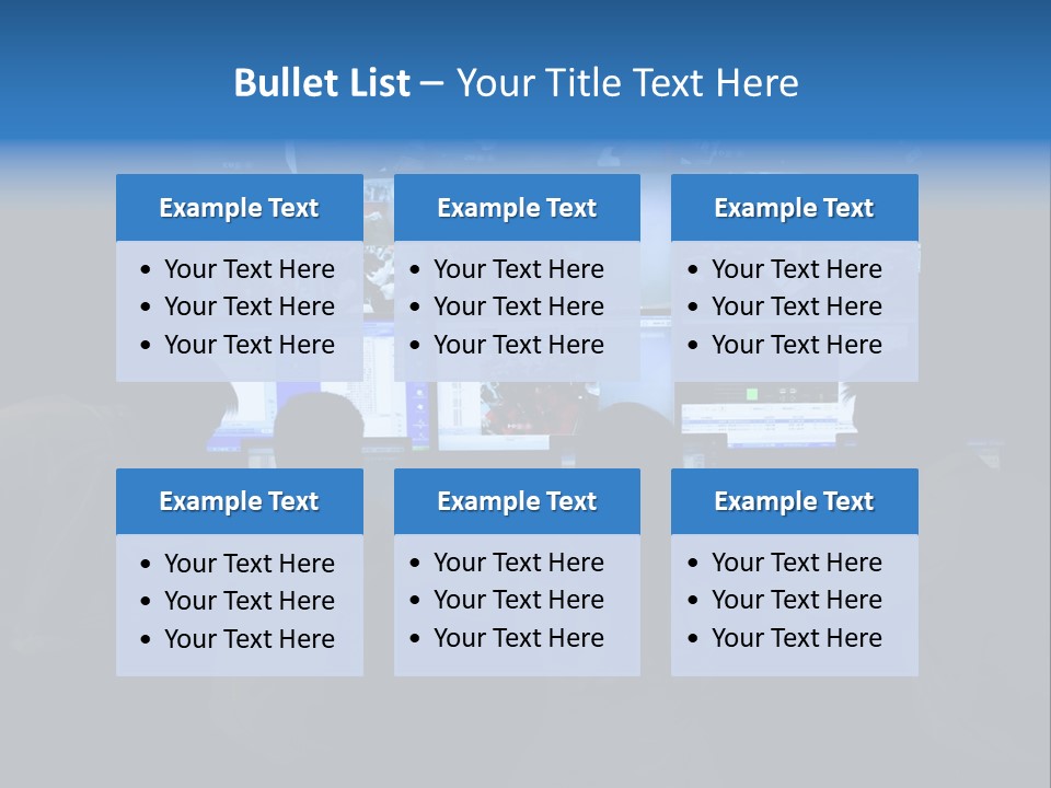 A Group Of People Sitting In Front Of Computer Screens PowerPoint Template
