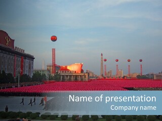 A Group Of People Standing In Front Of A Field Of Flowers PowerPoint Template