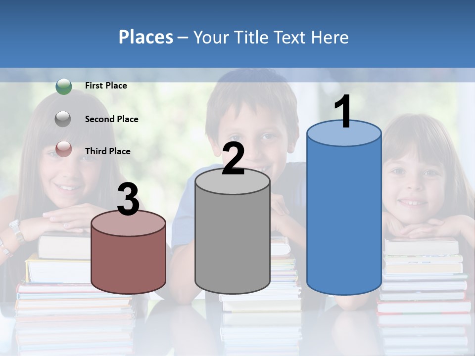 A Group Of Children Sitting At A Table With Books PowerPoint Template