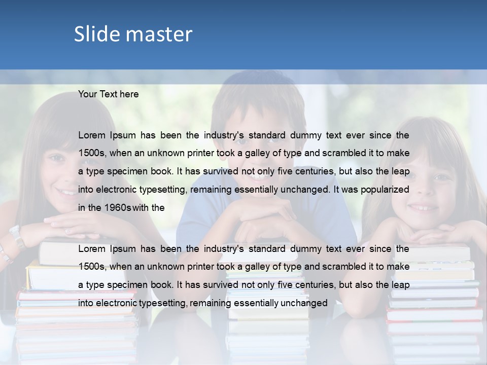 A Group Of Children Sitting At A Table With Books PowerPoint Template