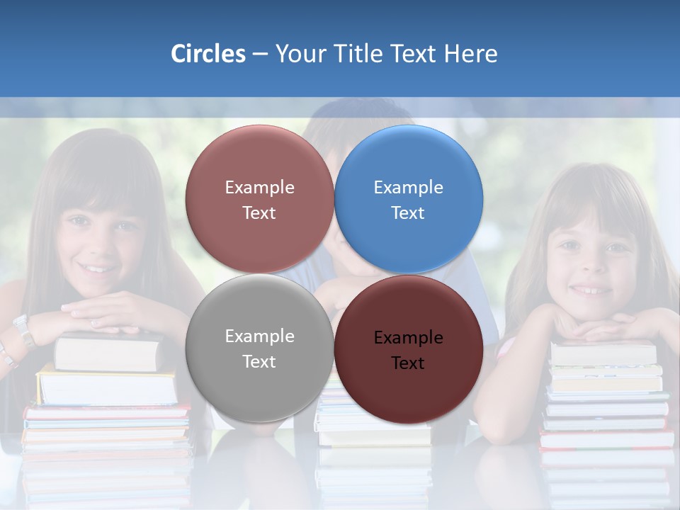 A Group Of Children Sitting At A Table With Books PowerPoint Template