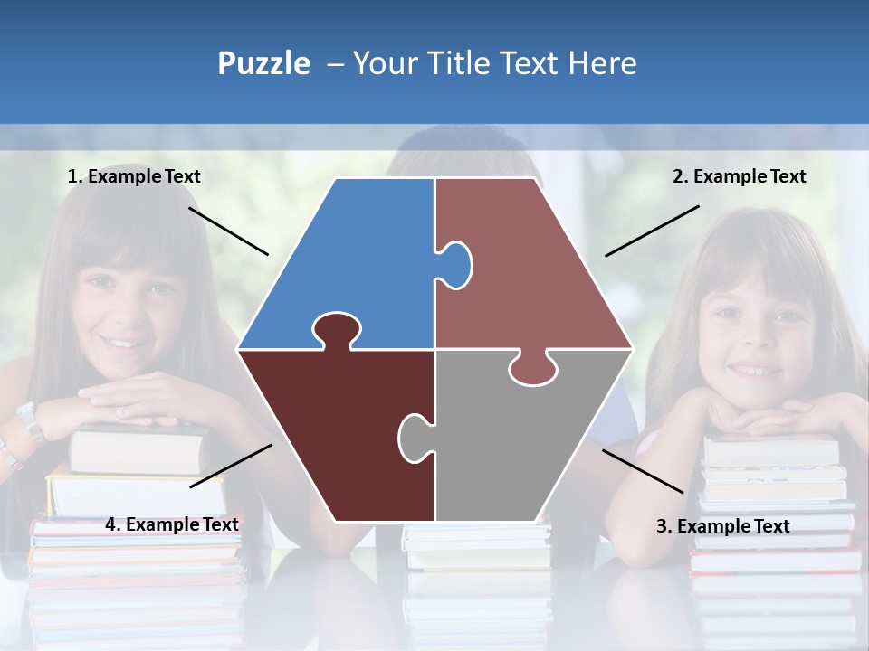 A Group Of Children Sitting At A Table With Books PowerPoint Template