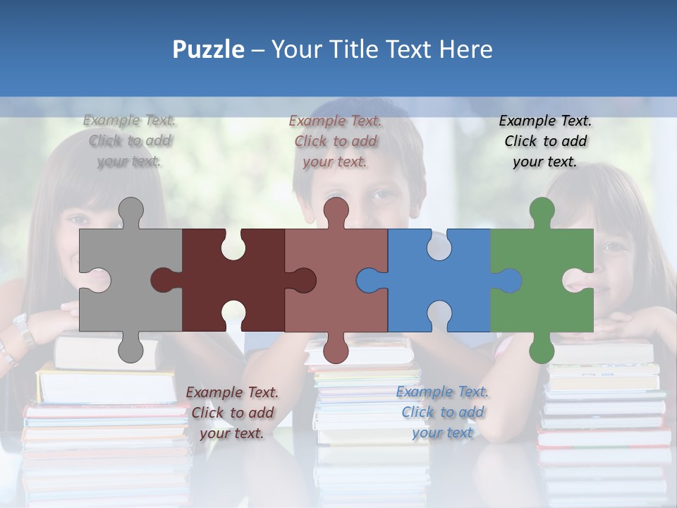 A Group Of Children Sitting At A Table With Books PowerPoint Template