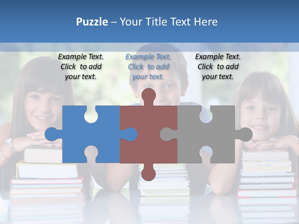 A Group Of Children Sitting At A Table With Books PowerPoint Template