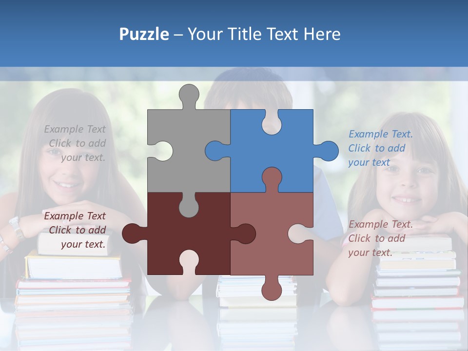 A Group Of Children Sitting At A Table With Books PowerPoint Template