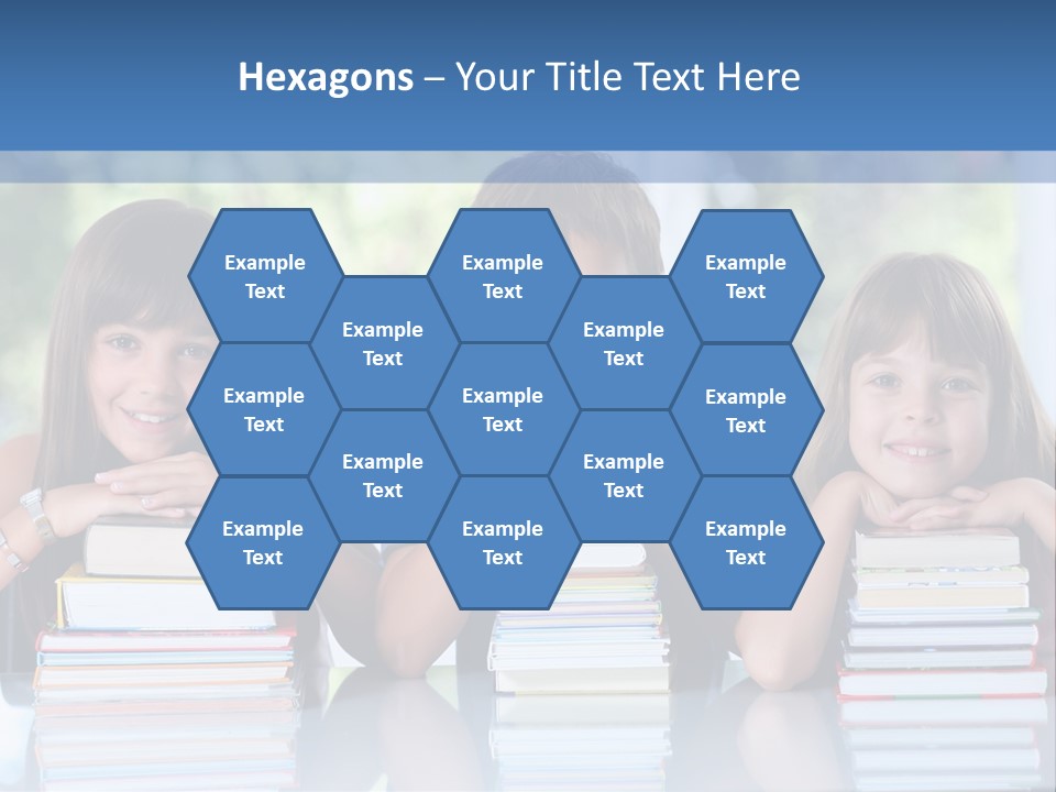 A Group Of Children Sitting At A Table With Books PowerPoint Template