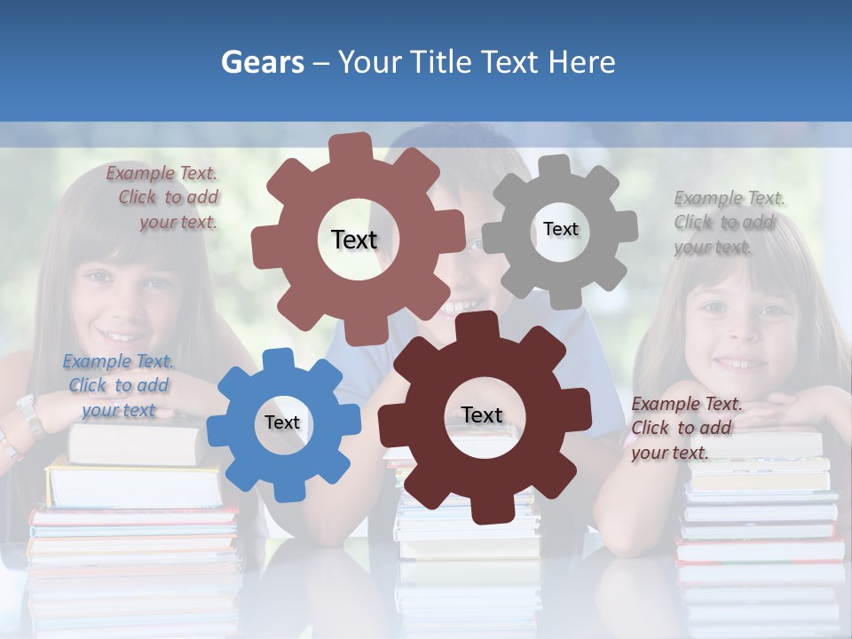 A Group Of Children Sitting At A Table With Books PowerPoint Template