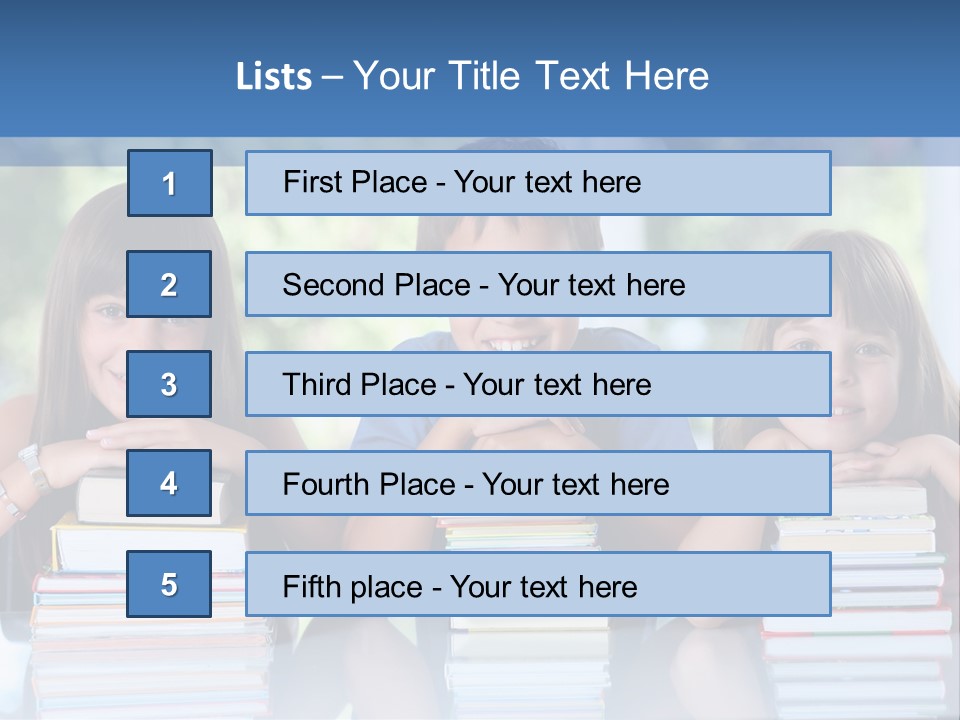 A Group Of Children Sitting At A Table With Books PowerPoint Template