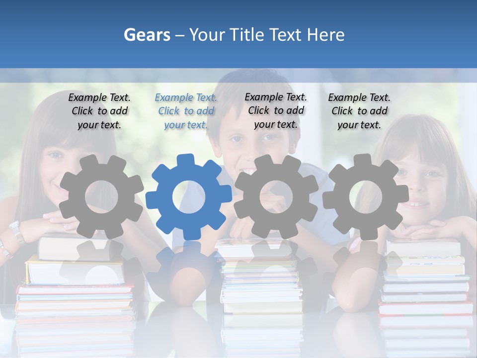 A Group Of Children Sitting At A Table With Books PowerPoint Template