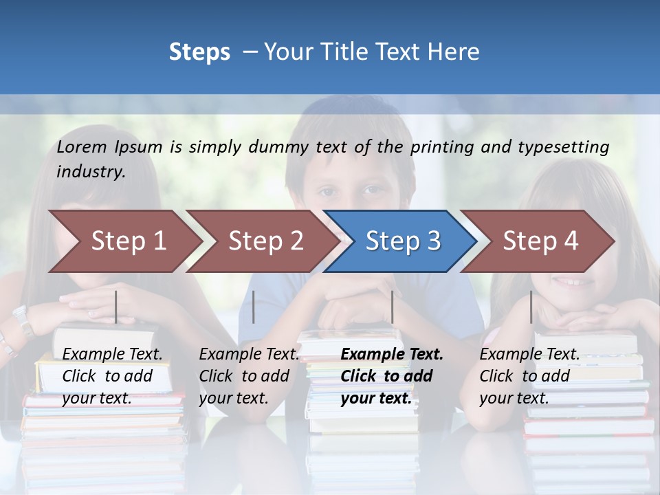 A Group Of Children Sitting At A Table With Books PowerPoint Template