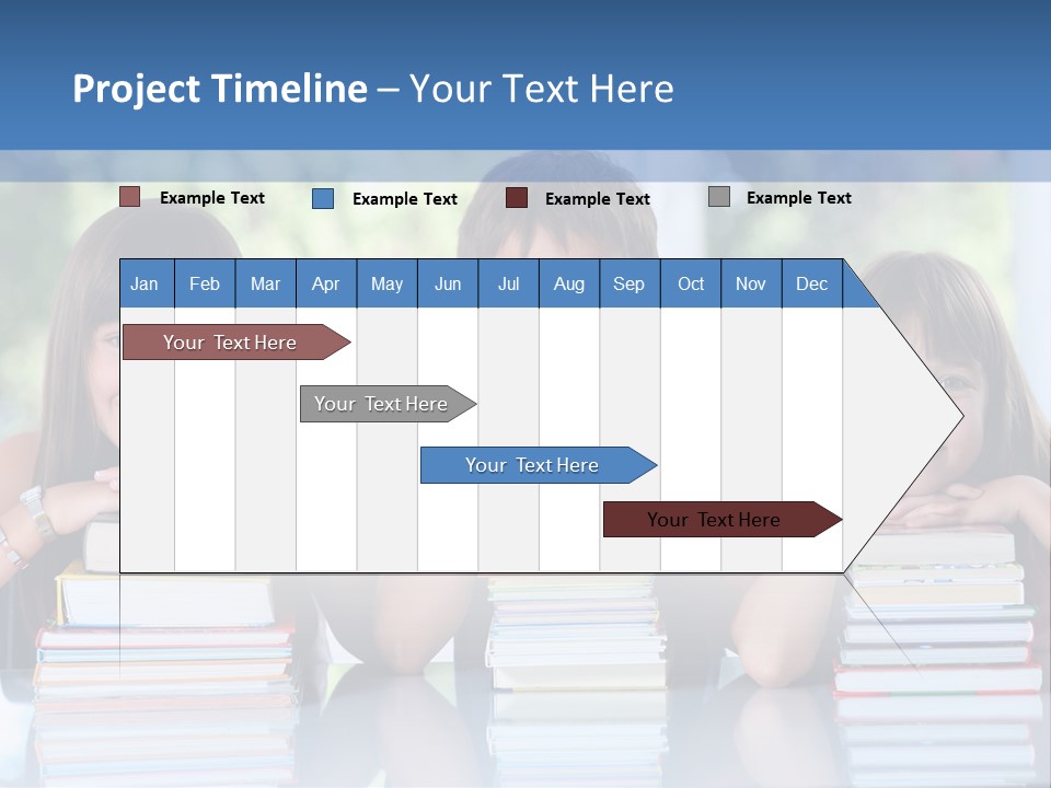 A Group Of Children Sitting At A Table With Books PowerPoint Template
