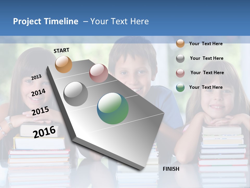 A Group Of Children Sitting At A Table With Books PowerPoint Template