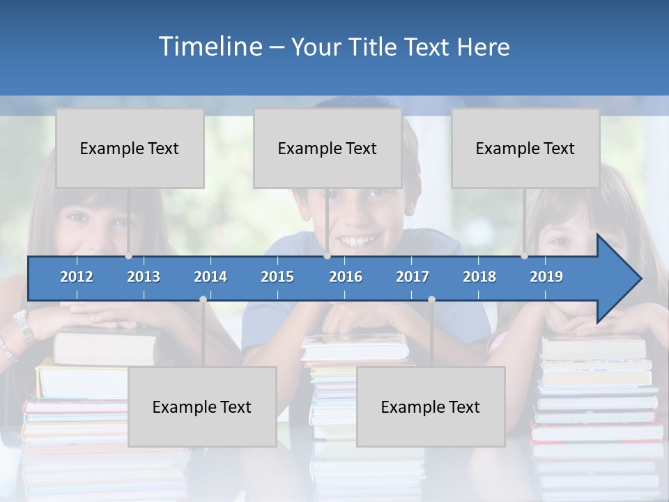 A Group Of Children Sitting At A Table With Books PowerPoint Template