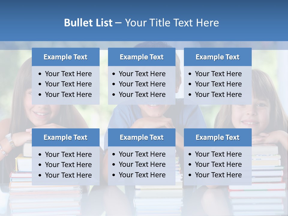 A Group Of Children Sitting At A Table With Books PowerPoint Template