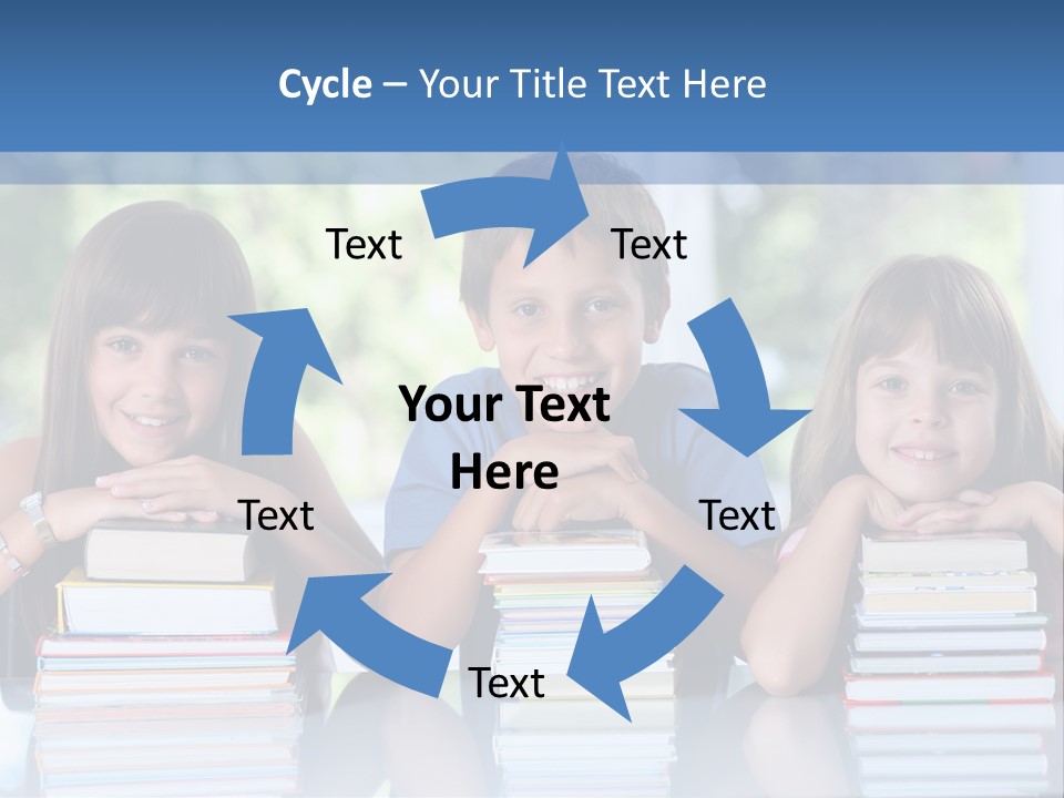 A Group Of Children Sitting At A Table With Books PowerPoint Template