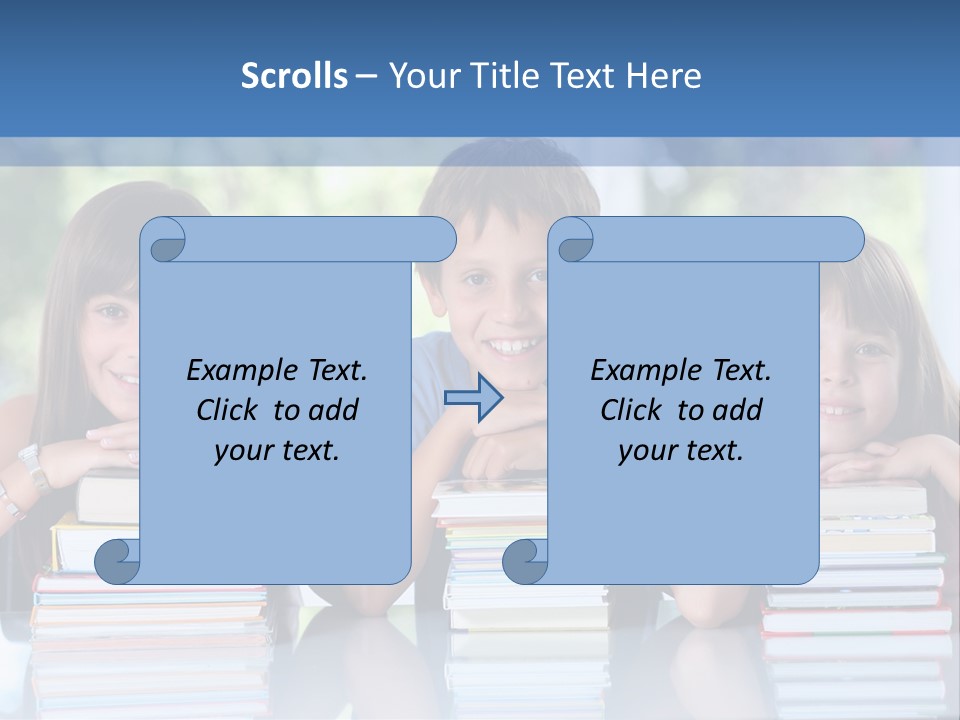 A Group Of Children Sitting At A Table With Books PowerPoint Template