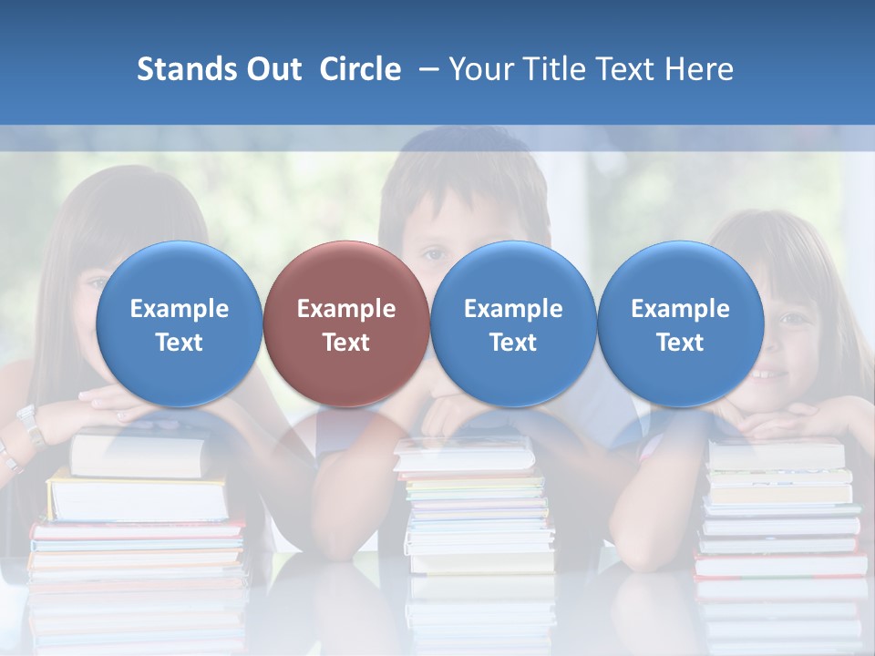 A Group Of Children Sitting At A Table With Books PowerPoint Template