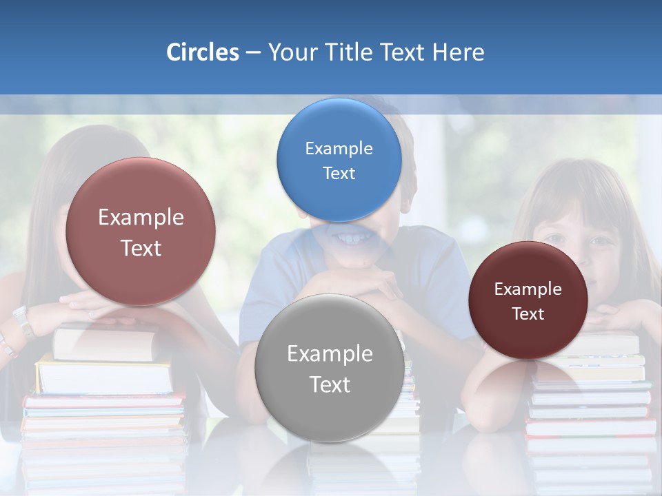 A Group Of Children Sitting At A Table With Books PowerPoint Template