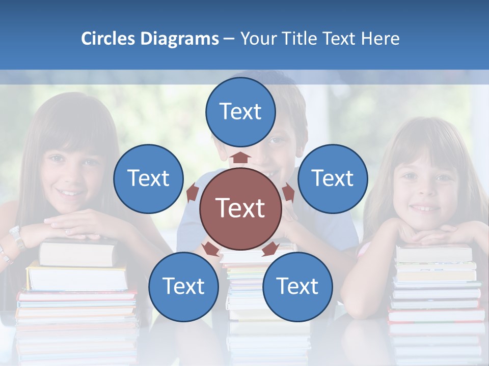A Group Of Children Sitting At A Table With Books PowerPoint Template