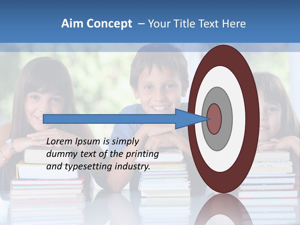 A Group Of Children Sitting At A Table With Books PowerPoint Template