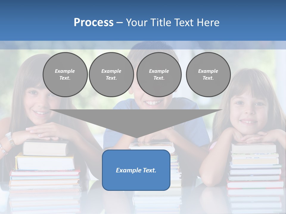 A Group Of Children Sitting At A Table With Books PowerPoint Template
