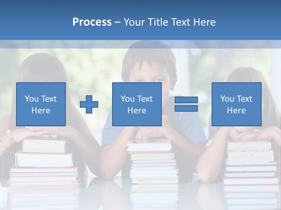 A Group Of Children Sitting At A Table With Books PowerPoint Template