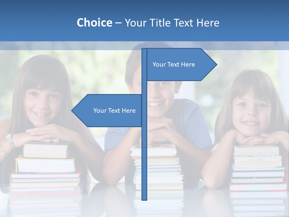 A Group Of Children Sitting At A Table With Books PowerPoint Template