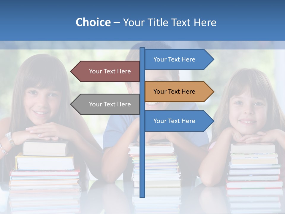 A Group Of Children Sitting At A Table With Books PowerPoint Template