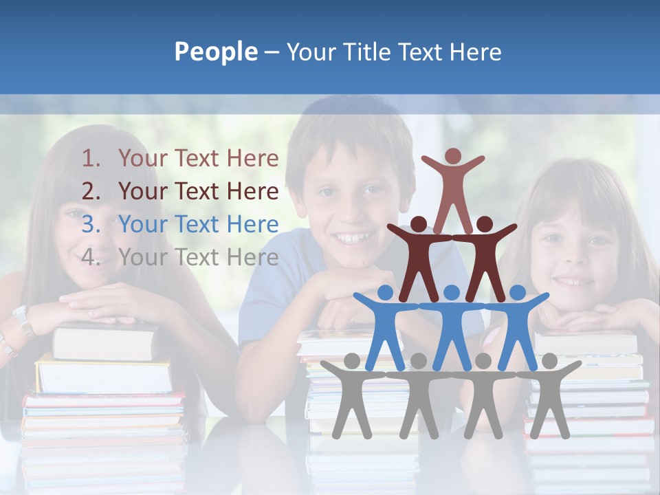 A Group Of Children Sitting At A Table With Books PowerPoint Template