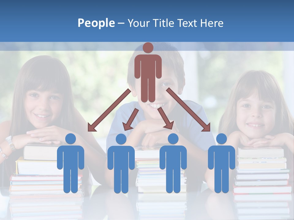 A Group Of Children Sitting At A Table With Books PowerPoint Template